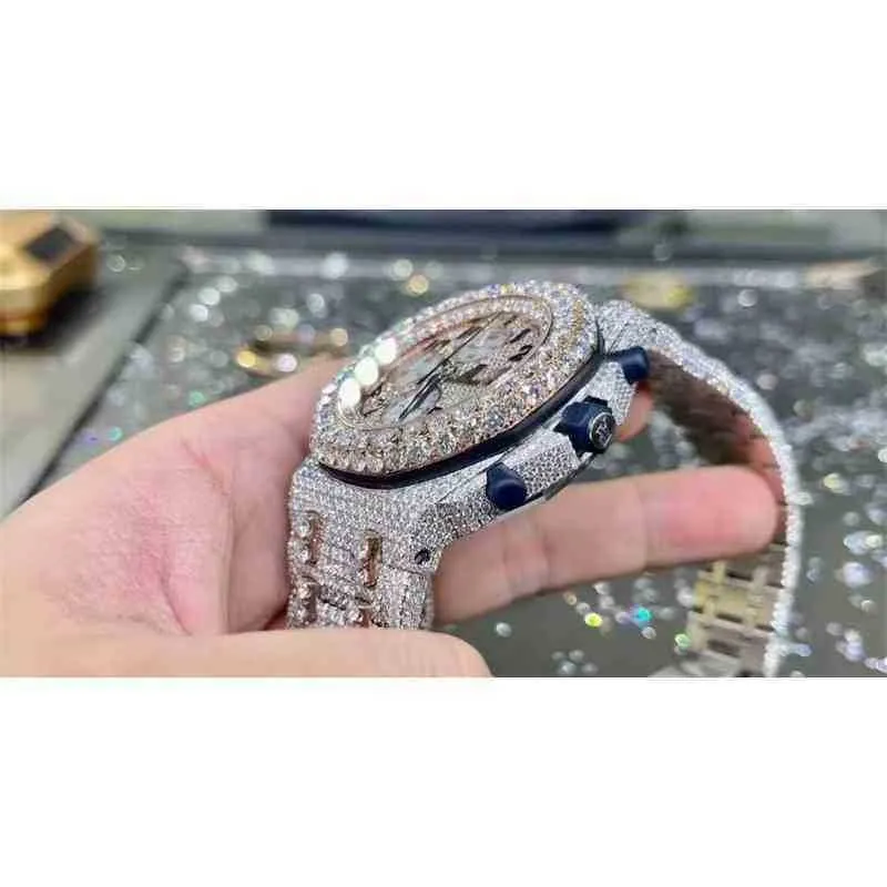 Wristwatch 2024 New Quartz Movement Custom Abisic Numeral Dial VVS1 GIA Diamond Men's Ladi Jewelry Watchw8T2ODF4