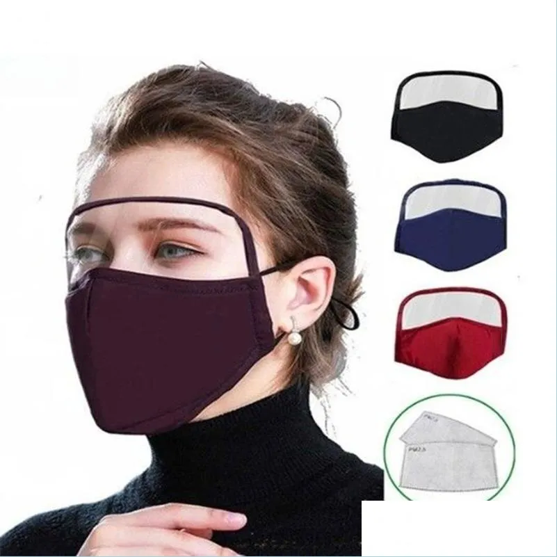 Designer Masks Adt Face Mask With Shield Cotton Outdoor Haze Dust Ks Eyes Man Woman Protective Masks Drop Delivery Home Garden House Dh2Xp