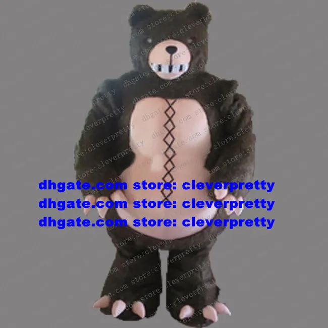 Dark Brown Long Fur Pet Bear Mascot Costume Adult Cartoon Character Outfit Suit Stage Properties Nursery School ZX124