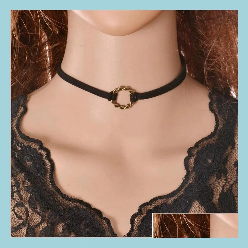 Chokers toptan siyah deri cezalandırıcı kolye moda mücevher rock punk bayanlar turques yaka kemik boyun zinciri kadınlar için deliv dhwdv