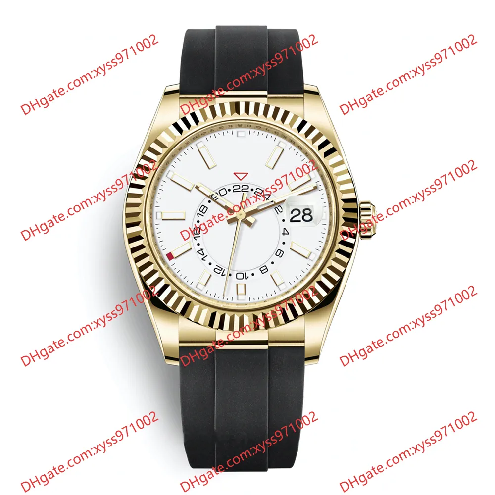 Wysokiej jakości zegarek 2813 Sports Automatyczna maszyna 326238 zegarki 42 mm White Dial 316L Stal nierdzewna czarny gumowy pasek szafirowy szklany zegarek męski 326935