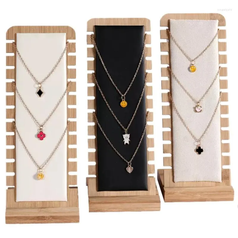 Sieraden zakjes vast hout pography achtergrond rekwisieten ketting display stand po shoot decor met pu lederen houder