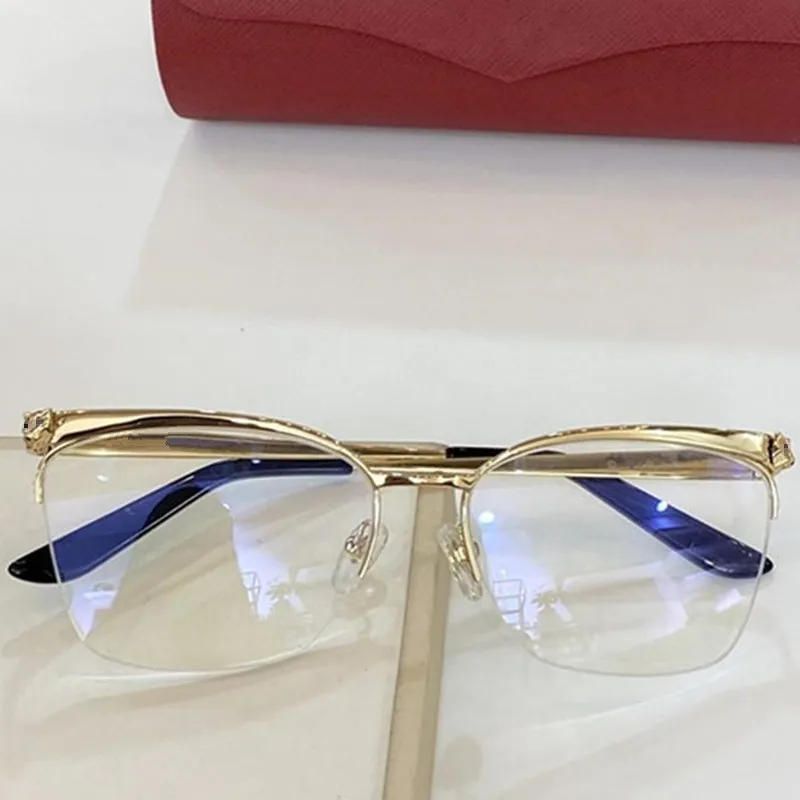 Nowy luksus T0125O UNISEX Half-Rim okulary Ramka 54-16-140 Exqusite Lopard rzeźbiony ornament do okularów na receptę Fullset Packing Case