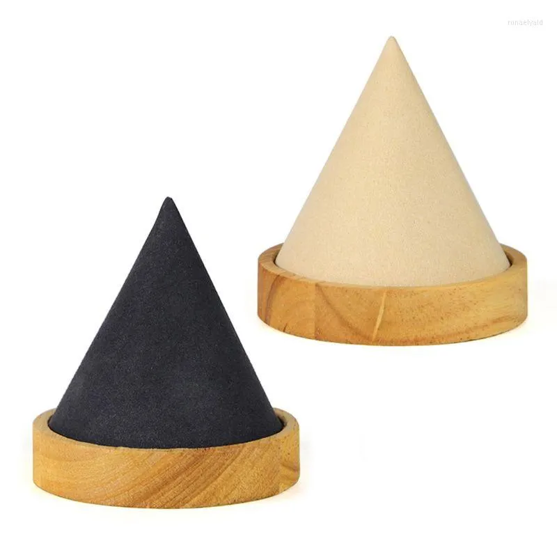Jewelry Pouches Cone Shape Wooden Bangle Bracelet Anklet Display Stand Ring Watch Holder