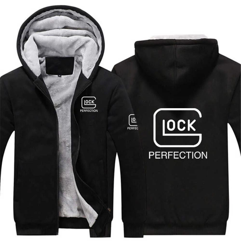 Hoodies للرجال Sweatshirts 2021 Glock Perfection اطلاق النار ذكر جودة الشتاء الجديد جودة الباركات السمكة على مقنعين المعطف