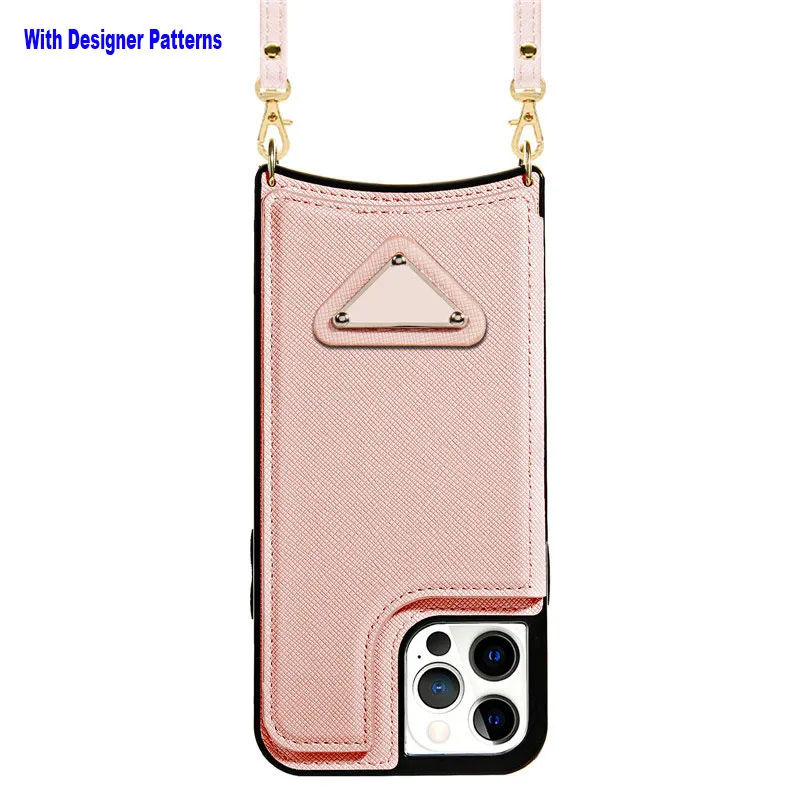 Luxe cases voor iPhone 12 Pro Max 13 14 11 Wallet Case met Lanyard Designer Classic Patroon PU lederen Wallets Premium Magnetic Flip Retro Card Slot Holde telefoonhoes