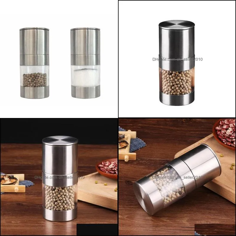 Mills Manual Pepper Mill Salt Shakers High Quality Stainless Steel Salts Grinder Portable Kitchen Mler Tool Drop Delivery Home Garde Dhwjj