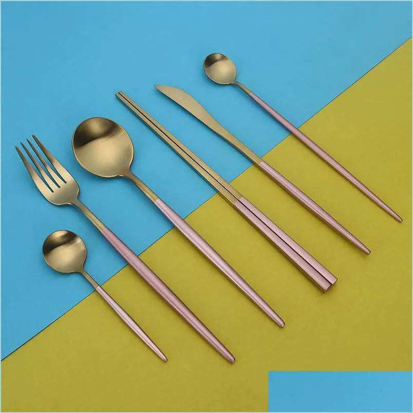 Forks Portugal Western Tableware Set Titanium 304 ملاعق أدوات المائدة الفولاذ المقاوم للصدأ من الفولاذ المقاوم للصدأ