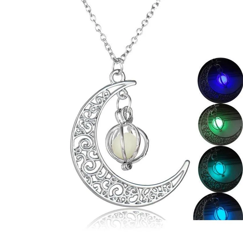 Colliers de pendentif 4 couleurs brillance dans le collier de citrouille foncées de lune de lune lumineux pendentif femmes enfants bijoux hip hop dro dro dhwci