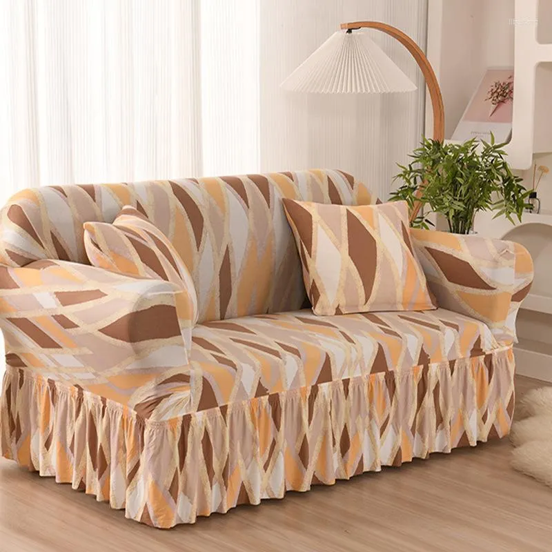 Stuhlhussen High Stretch Sofabezug für Wohnzimmer Milch Slik Stoff Rock Schonbezüge elastische All-Inclusive Couch Loveseat