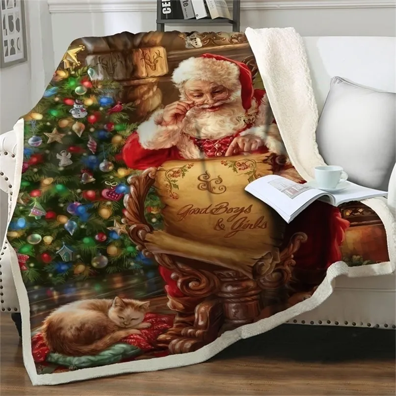 Одеяло Санта -Клаус Флисо 3d Полный принт.