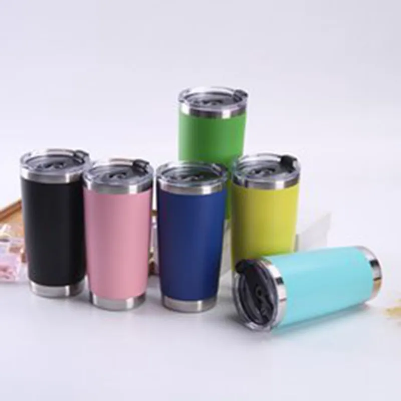 Tasses de voiture de 20 oz, gobelet en acier inoxydable, isolé sous vide, café touristique, coquille d'œuf, gobelets avec couvercle, 18 couleurs YSJ42