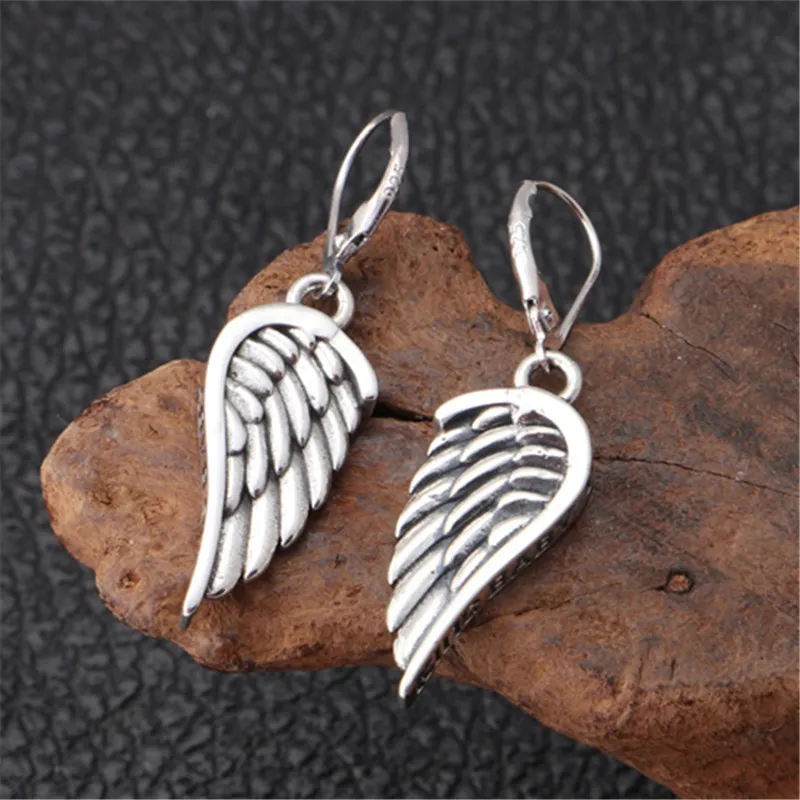 Wings Dangle Wire Clip Clip-on Screw Back Leverback 925 Sterling Silver Earrings Gothic Punk hand-made designer vintage luxury jewelry accessories gift