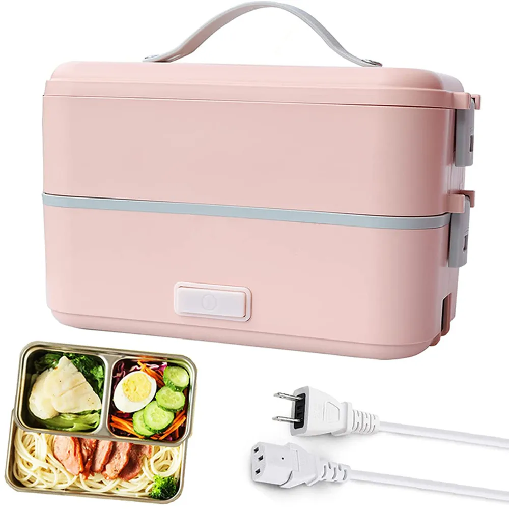Electric Baking Pans 2 In 1 Double layer Lunch Box Food Container Portable Electric Heating Insulation Dinnerware Container Bento Box Rice Cookers 221110