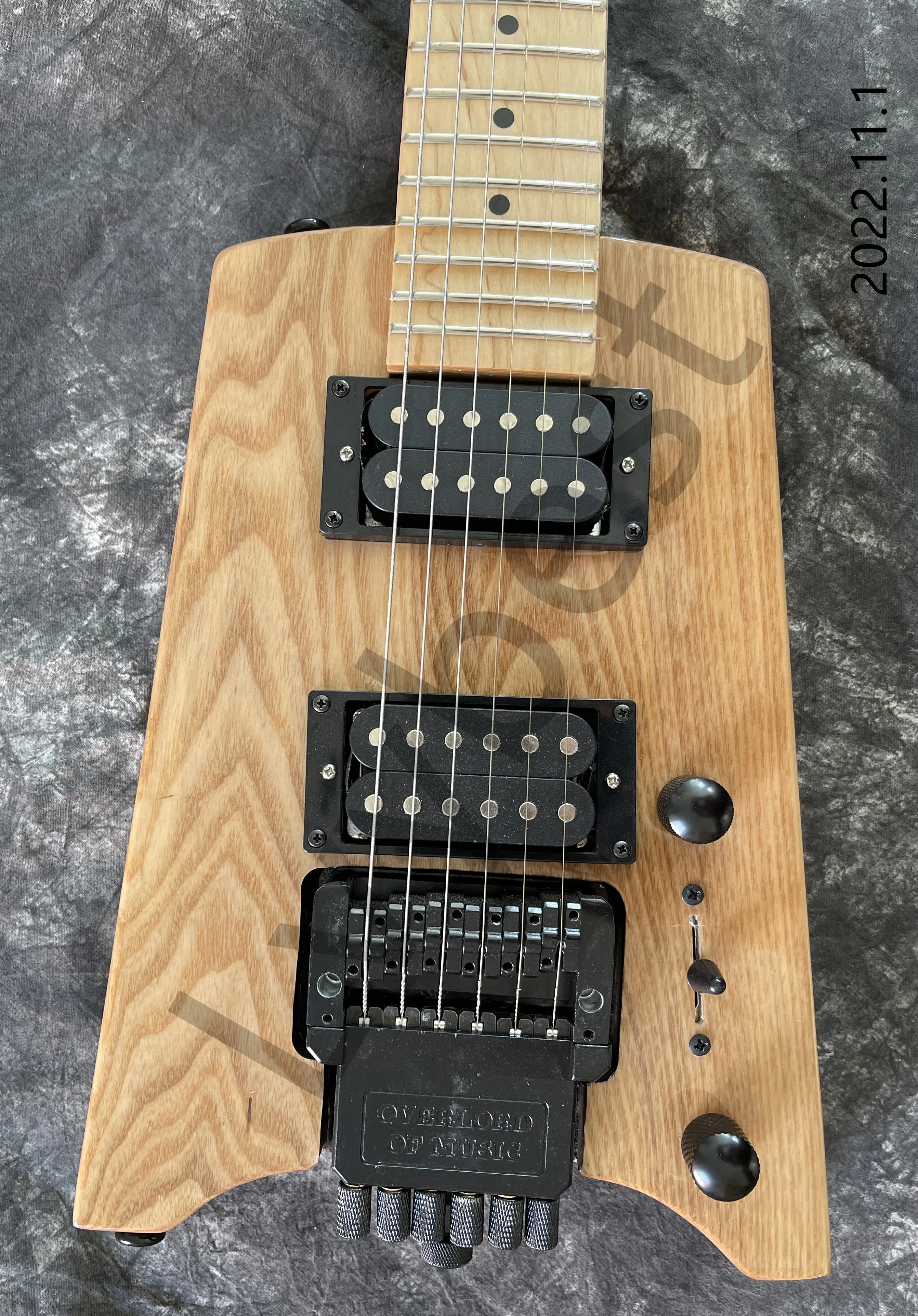 Natural Ash Wood Electric Guitar Headless | Maple Neck Natural Ash Wood Electric Guitar Headless | Maple Neck