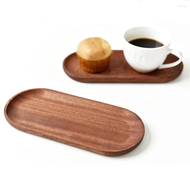 Пластины навыка с твердым качеством деревянная десертная тарелка в японском стиле деревянные закуски с закусочными фруктами цвет орехового ореха
