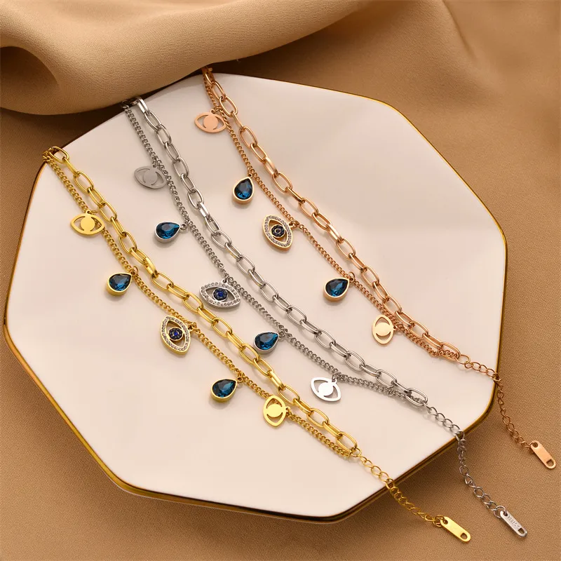 Designers Evil Eye Charme Bracelet Gold Bated Titanium Steel Jewelry for Women Gift