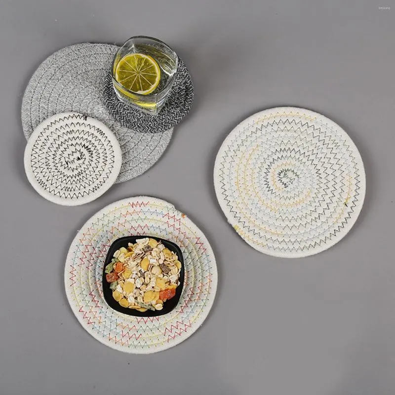 Table Mats N Round Cotton Linen Cup Heat Resistant Dining Plate Mat For Home Protects From Burnt Out 11/18/24cm SMR88