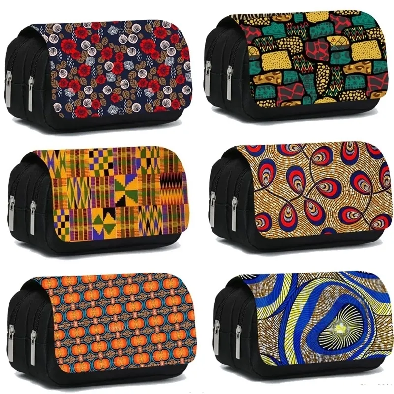 Cosmétique Sacs Cas Femmes Africaines Style Crayon Étudiants Papeterie Fourniture Porte-Stylo Cartoon Bourse Cadeau Cas Sac 221110