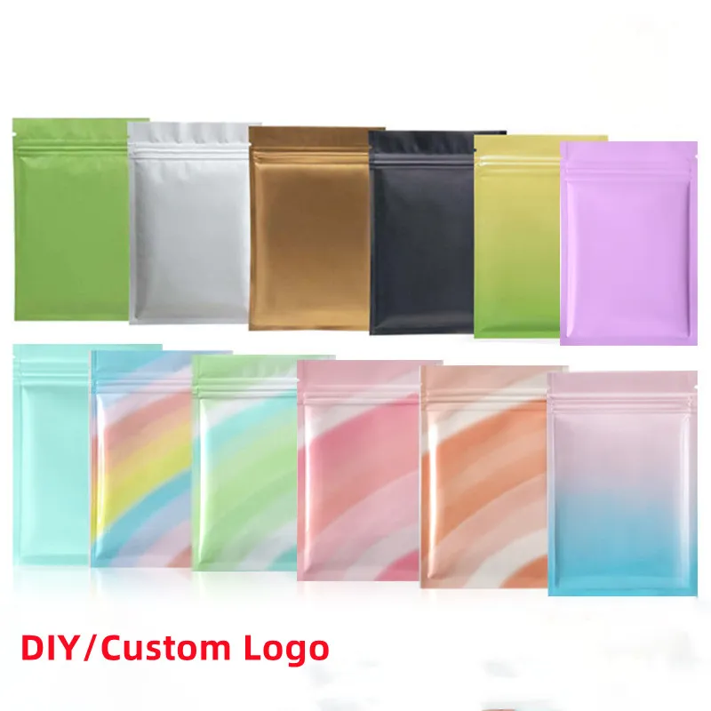 wholesale Wholesale multi color Resealable Zip Mylar Bag Food Storage Aluminum Foil Bags plastic packing bag Smell Proof Pouches 100pcs