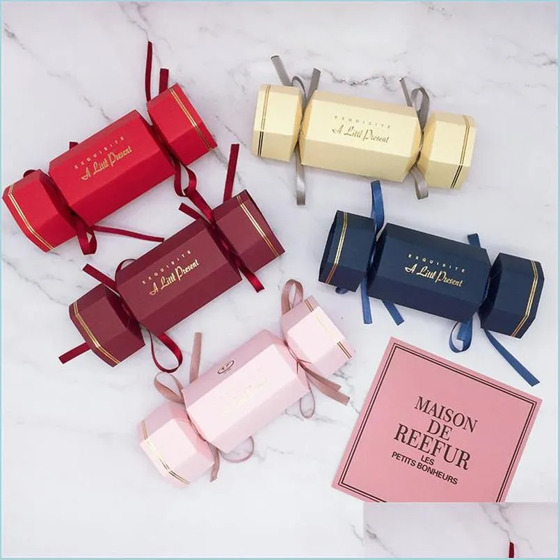 Bolsa de doces de casamento de embrulho de presente Bury Champagne Red Pink Sweet Gift Boxes para chá de bebê Drop Drop Drop Home Garden Part Festive Part Dhbcz