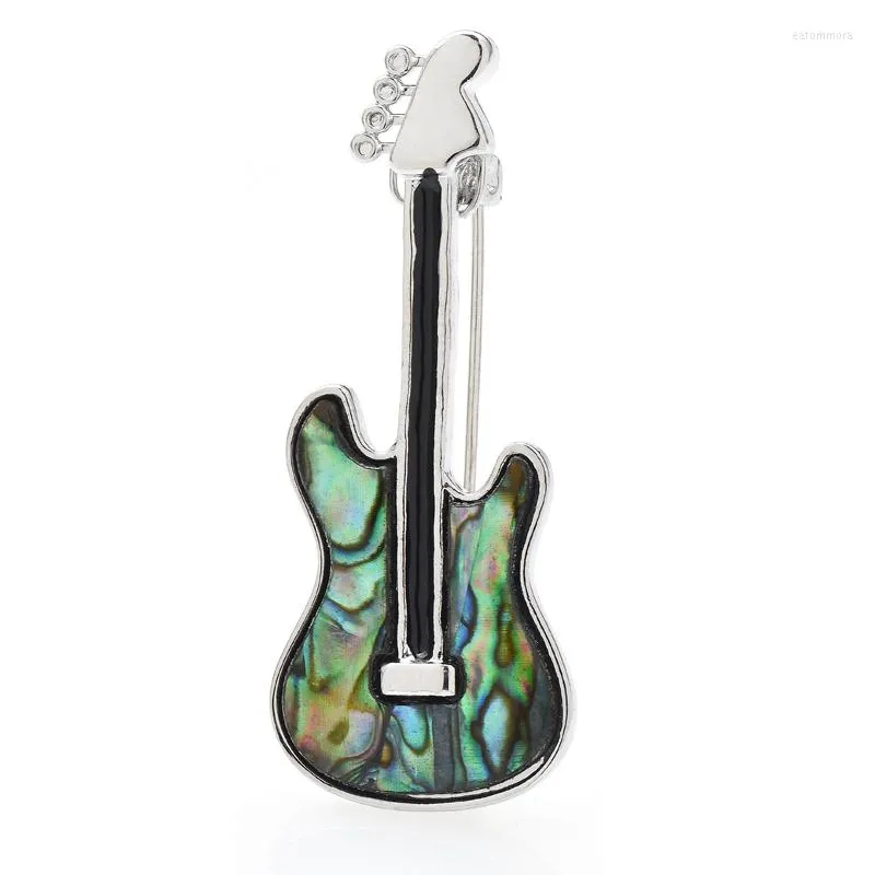 Brosches Wulibaby Abalone Shell Guitar för kvinnor unisex Musical Instrument Party Office Brooch Pin Gifts