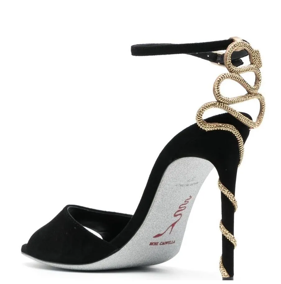 Black heels with snake wrapped around ankle best sale