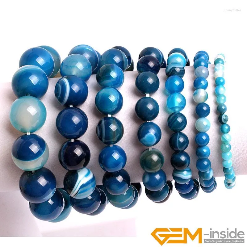 Strand Naturel Vert Bleu Rose Sardonyx Agates 4mm À 14mm Pierre Energy Bracelet Pour Femmes Cadeaux 7,5 Pouces