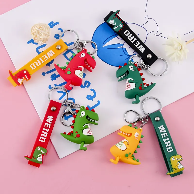 Karikatür Figürleri Küçük Dinozor Keychain Bebek Anime Anime Hayvan Çiftleri Hediye Silika Jel Moda Zarif Hayvan Lover Xm