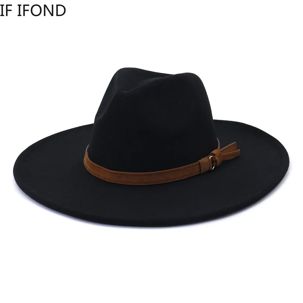 Breda randen hattar hink 9,5 cm fedora f￶r kvinnor all-match m￤n formella kyrkans kepsar filt kl￤dhatt sombreros de mujer 221110