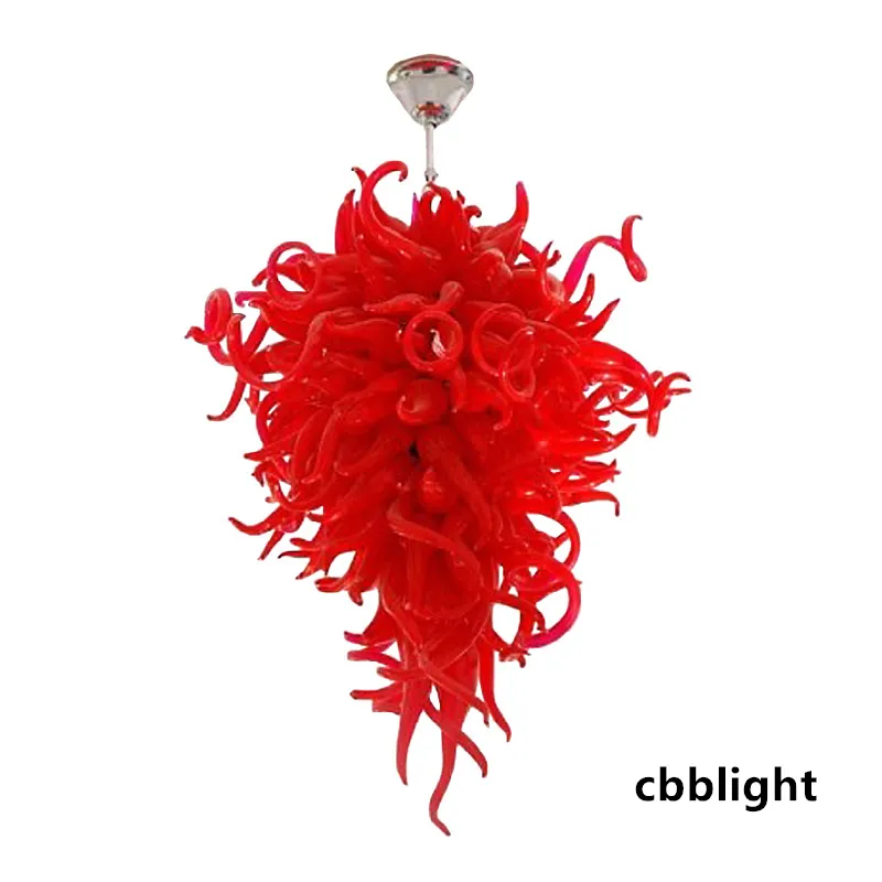 100% lustre en verre soufflé à la main lampes suspendues lumière LED couleur rouge éclairage de plafond luminaires fantaisie lustres luminaires pour salon hôtel décor LR797