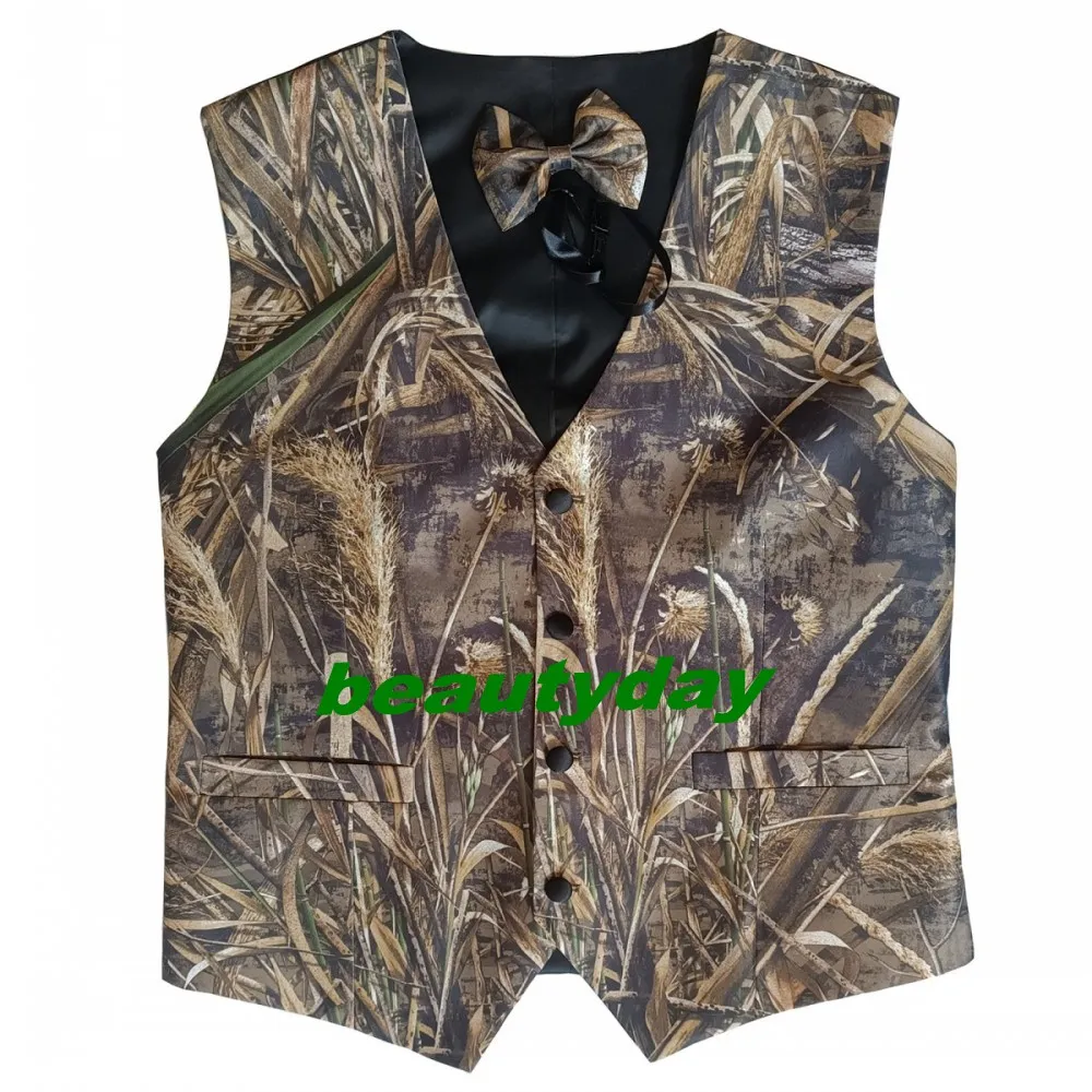 Casual Camo Gilet Per Uomo Smoking Sposo Abiti da sposa Abbigliamento Country Style Party Prom Hunter Custom Made Plus Size