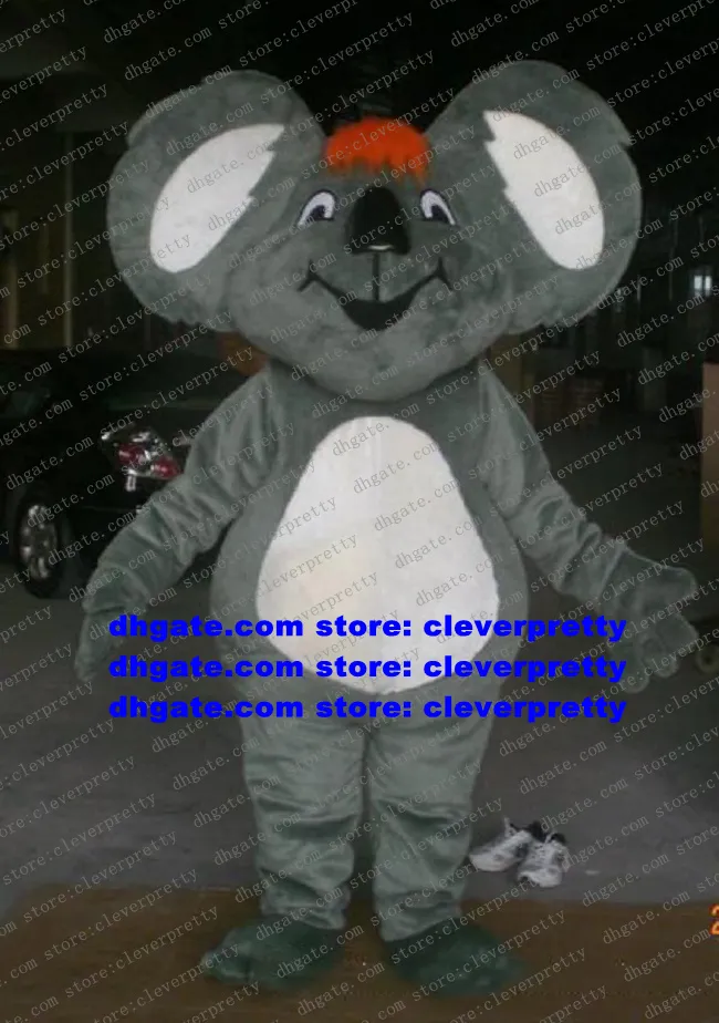 Grijze long bont koala beer kolena mascotte kostuum volwassen stripkarakter outfit pak verkoopprestaties afscheids banket zx1080