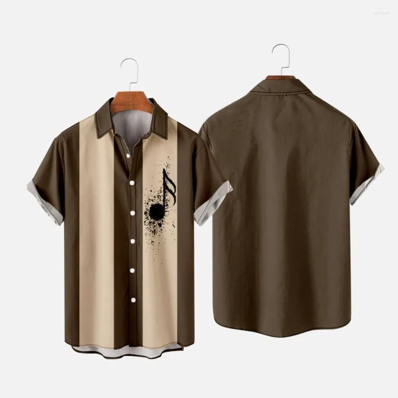 Męskie koszule Summer Lets Shirleve Kieszonkowy Klasyczny logo gitary dla mężczyzn Tops 2