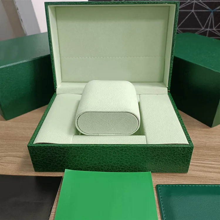 L Boxes Luxury Mens Watch Cases Original Inner Outer Womans Watches Boxes Men Wristwatch Green Box Card Card 116610 Accessories Certicate Bag Bag