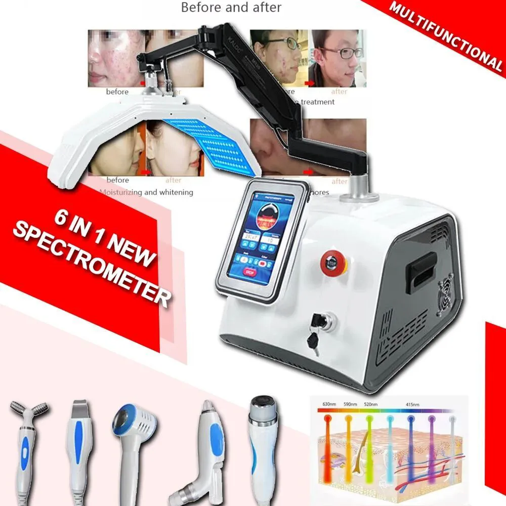 Photodynamic 7 Colors PDT LED Skin Rejuvenation Machine 6 In 1 Hydra Microdermabrasion Red Light Therapy Facial Care Skin Whitening For Spa Salon Use