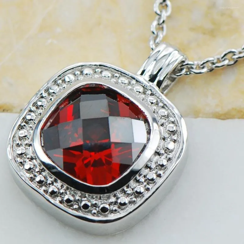 Pendant Necklaces Garnet 925 Sterling Silver Fashion Jewelry TE613