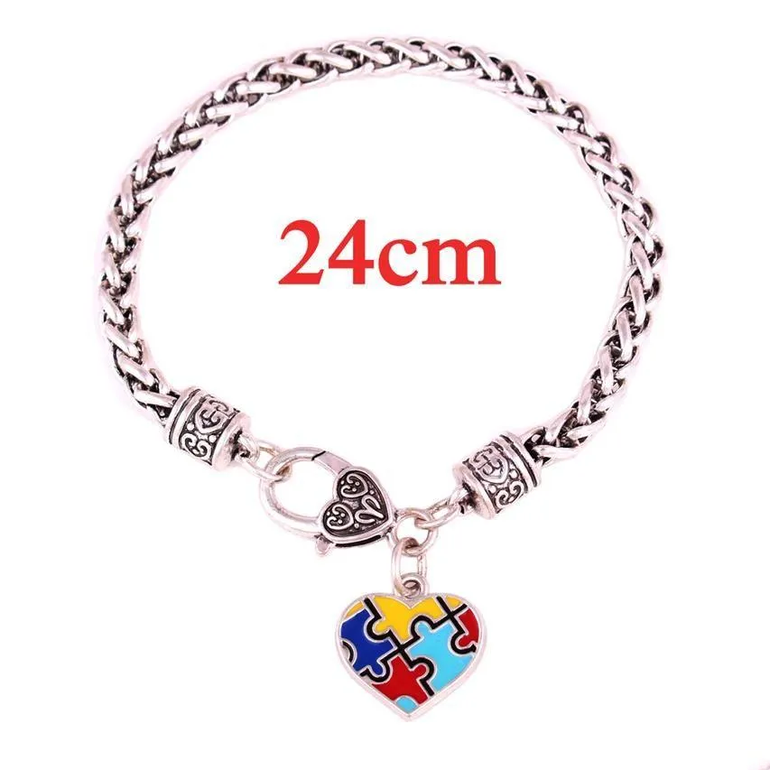 Pulseras con dijes Conciencia del autismo Pieza de rompecabezas Forma de corazón Charm Pulsera de garra de langosta para 10 piezas Lot243I Entrega de gotas 2021 Joyería Br Dhcxx