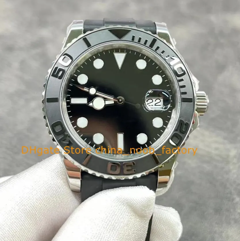 Automatic Watches For Mens 42mm Sapphire Glass Black Dial Date Rubber Strap Unidirectional Rotating Bezel Folding Clasp V12 904L Steel Cal.2836 Movement Watches