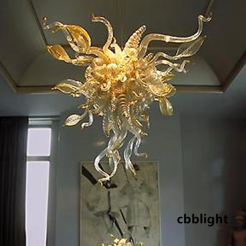 Современные лампы 100% вручную вручную люстра люстры 36x32 дюйма Чихули стиль искусство стеклянные люстры Внутренняя гостиная