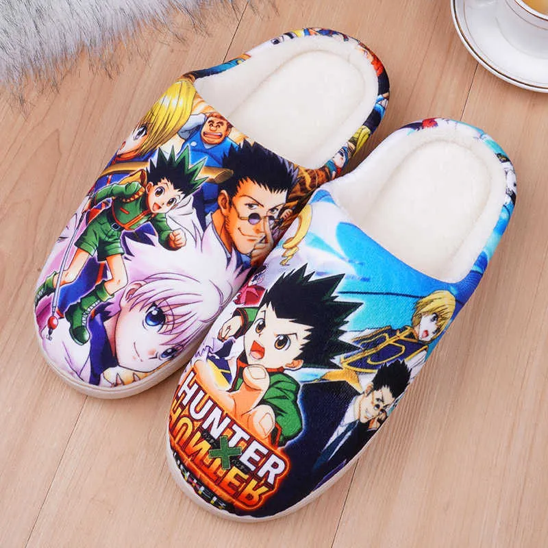 Anime Demon Slayer Slippers Women Men Fuzzy House Slippers with Rubber