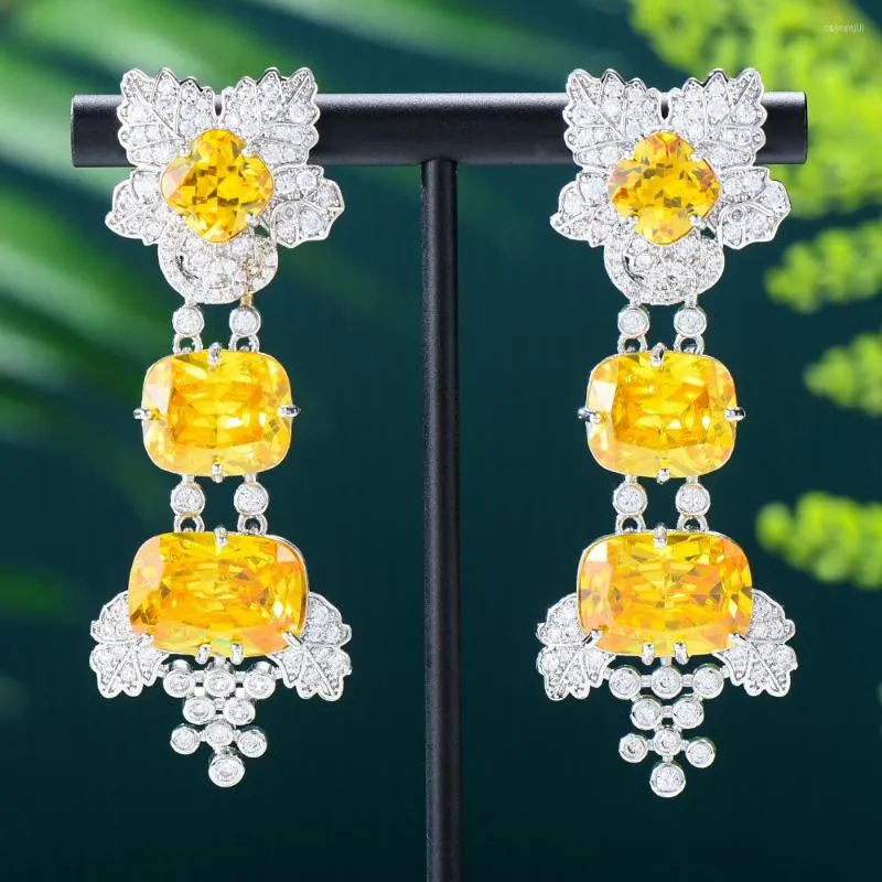 Boucles d'oreilles pendantes GODKI luxe Gorgeou pendentif en cristal pour les femmes fête de mariage creux Dubai bijoux de mode de haute qualité