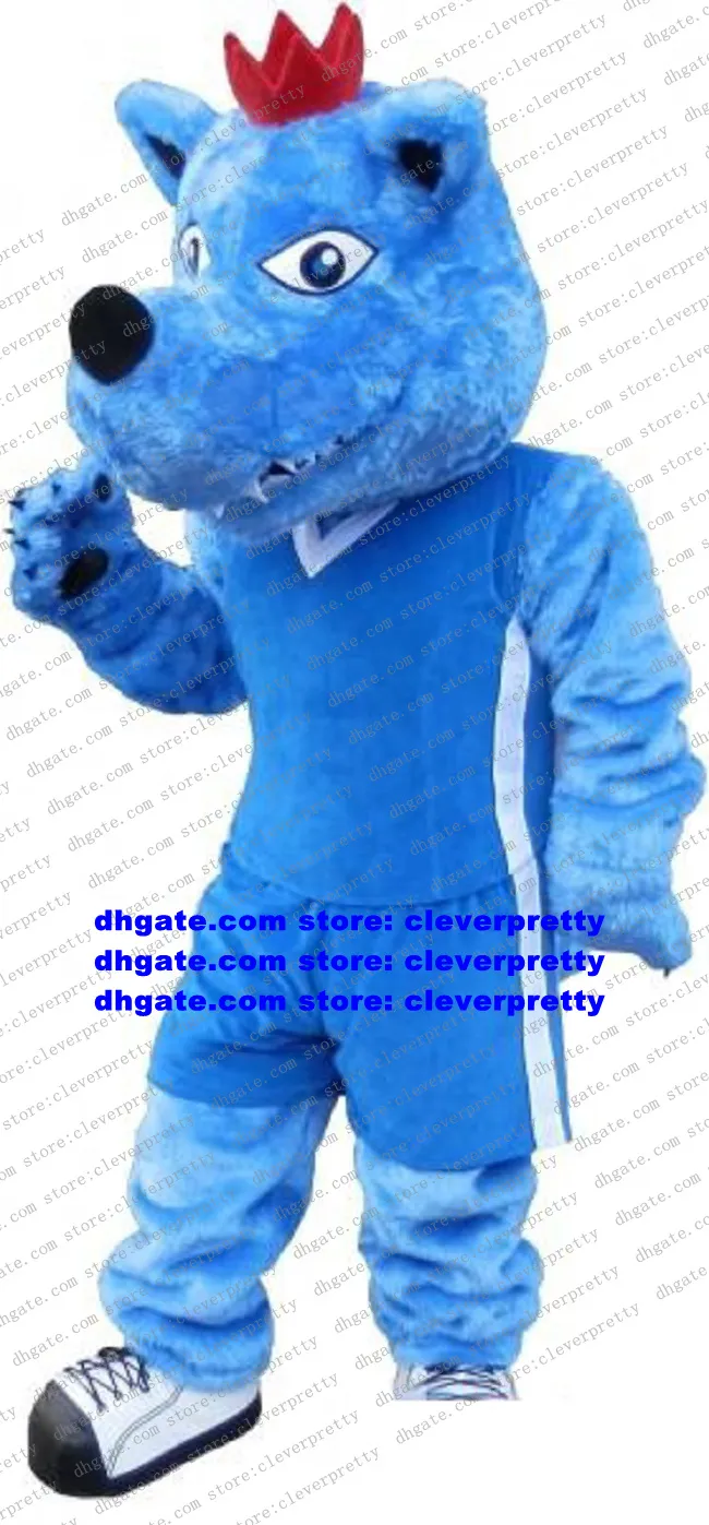 Long Fur Blue Wolf Mascot Costume Vuxen Tecknad karaktärsdräkt Familjens andliga aktiviteter bar vackra ZX1561