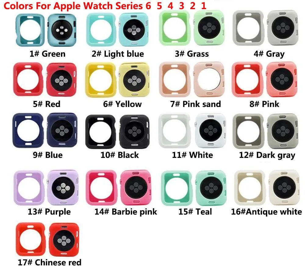 カラフルなソフトシリコンケース Apple Watch iWatch シリーズ 1 2 3 4 5 6 7 8 カバー完全保護 42 ミリメートル 38 ミリメートル 40 ミリメートル 44 ミリメートル 41 ミリメートル 45 ミリメートル