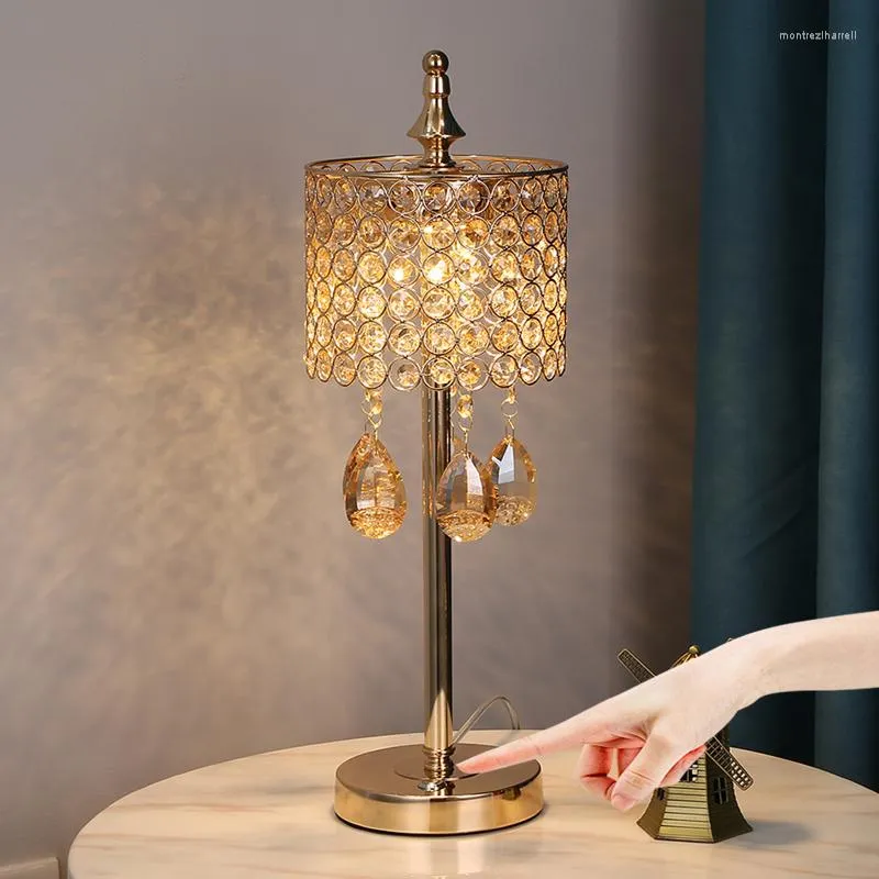 Lâmpadas de mesa interruptores de toque Cristal de LED moderno para quarto de cabeceira sala de estar de jantar leve Art Deco Standing