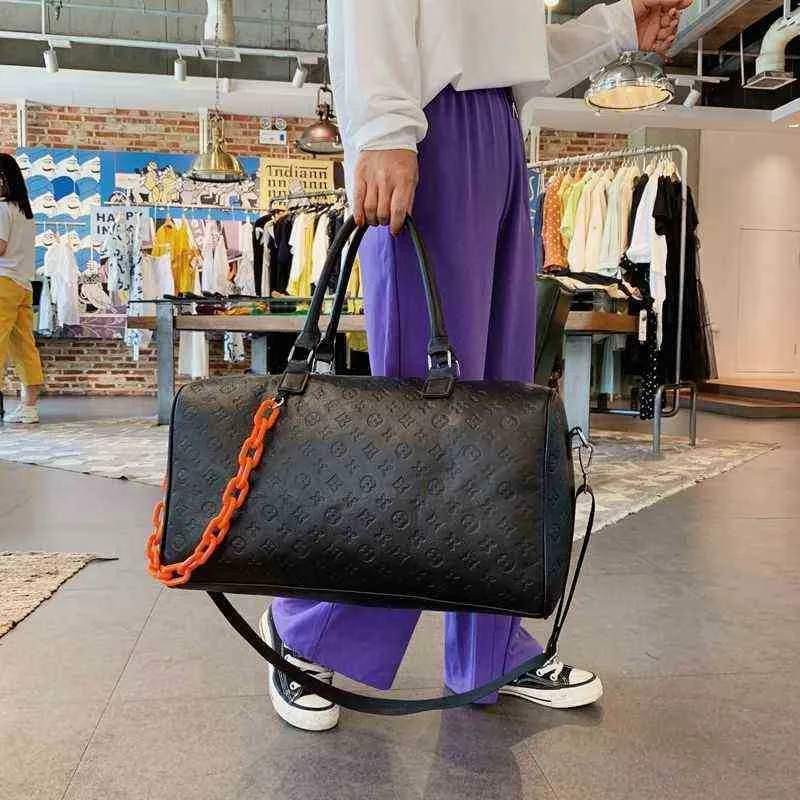 Bolsas de lona de fin de semana para mujer Gimnasio de noche Deporte Impermeable Diseño de impresión de lujo Bolsa de viaje Bolsa de lona de cuero 220630