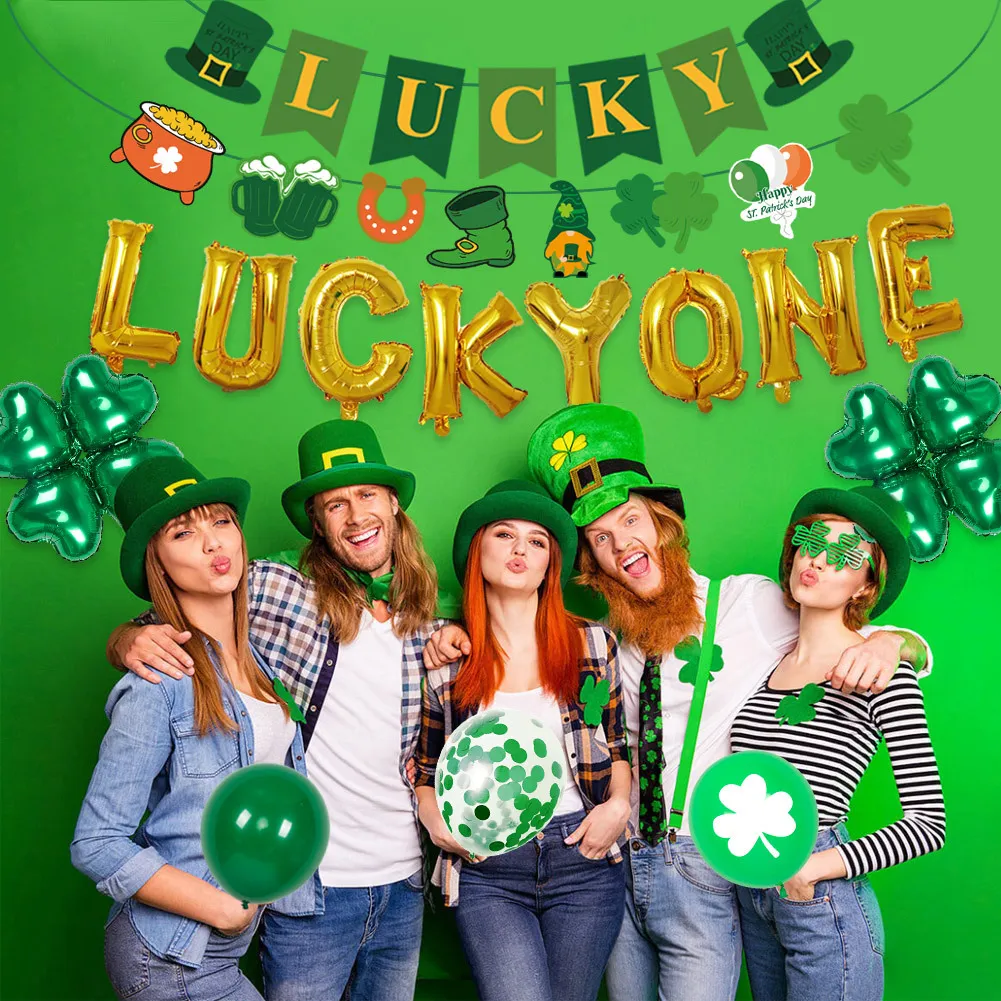 Decorazione per festa di San Patrizio LUCKY One Banner Shamrock Garland Pennant Irish Bunting Palloncini per articoli per feste CPA4457 bb1111