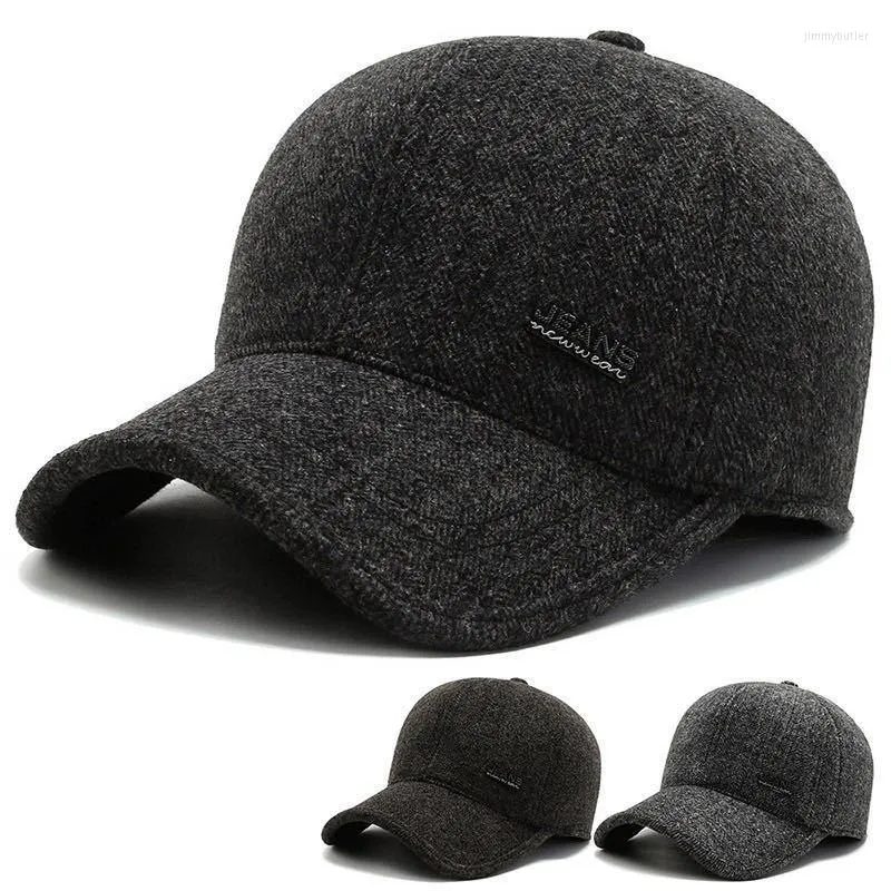 Caps de bola Men Winter Feel Baseball Hat com Earflaps Snapback Cap Mulheres mantêm os gorras quentes espetam a proteção da orelha