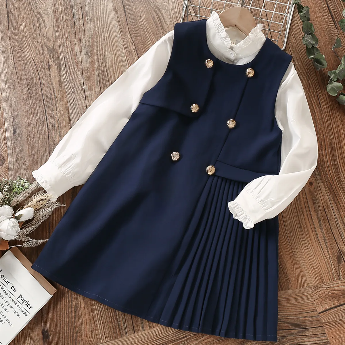 Girl's Dresses School Uniform Preppy Girls Clothes for Teenagers Baby Elegant Dress Shirt 2st Spring Autumn Children Costumes 8 10 12 13 Years 221110