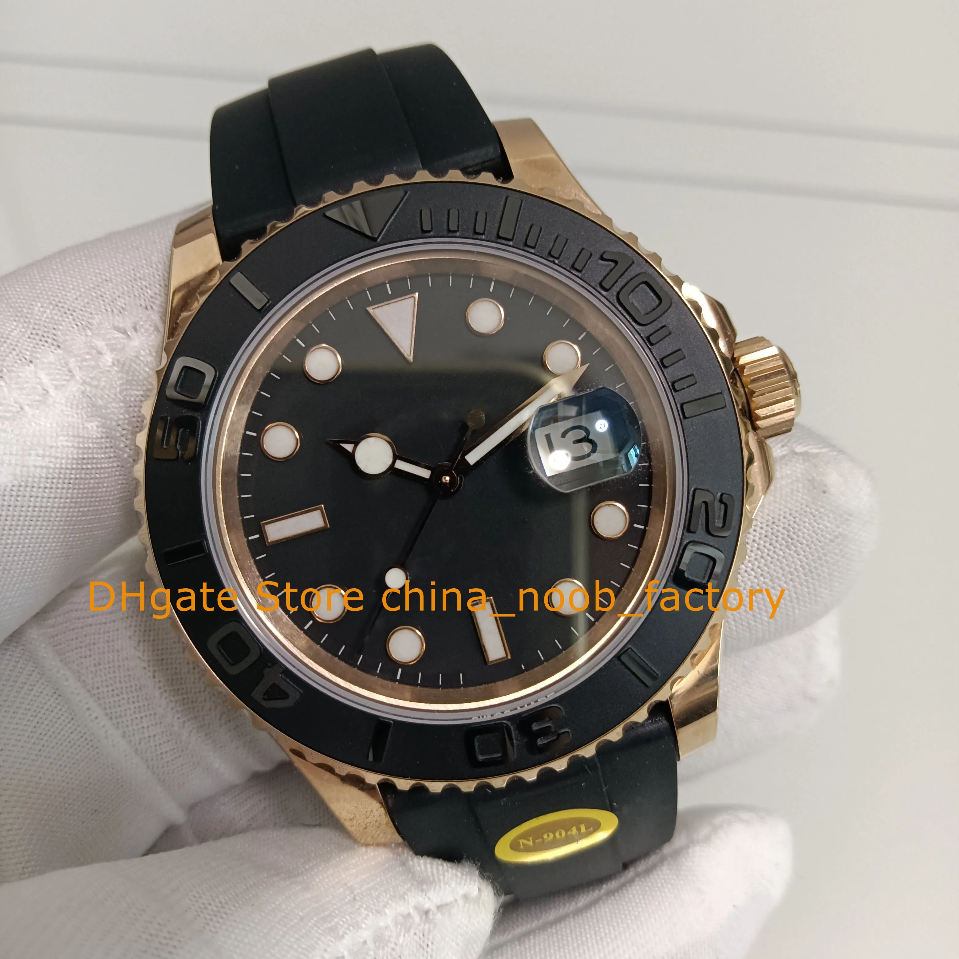 5 Modello di orologio automatico maschile maschile 904l in acciaio 18k rosa in oro rosa da 40 mm ceramica sciolta nera elastico bandiera bicolore bicolore v12 cal.2836 orologi movimenti